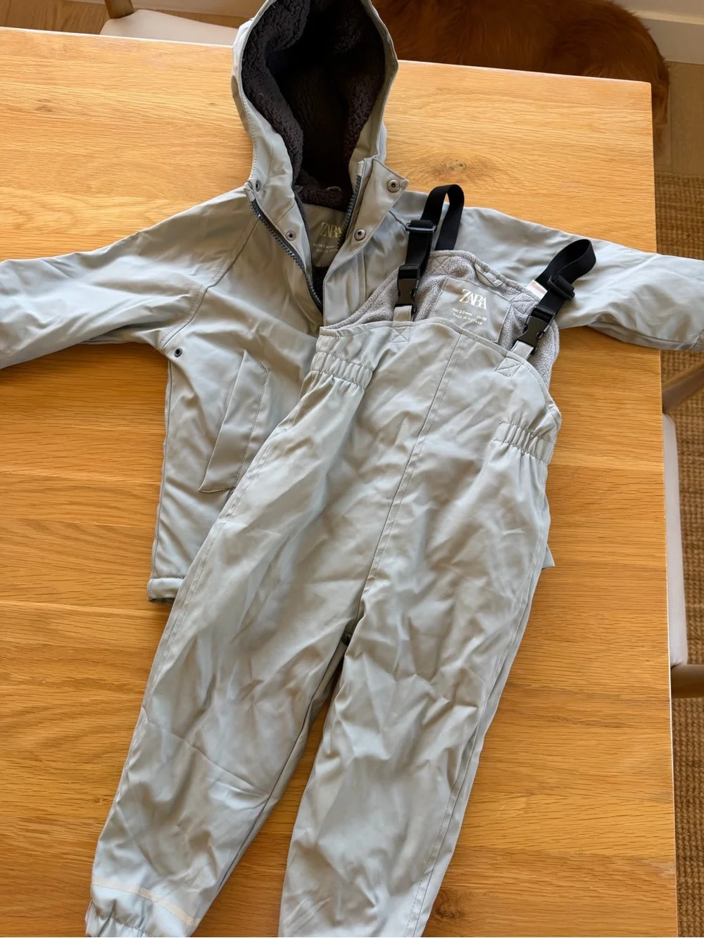 Zara Kids Light Gray Rain Jacket and overalls